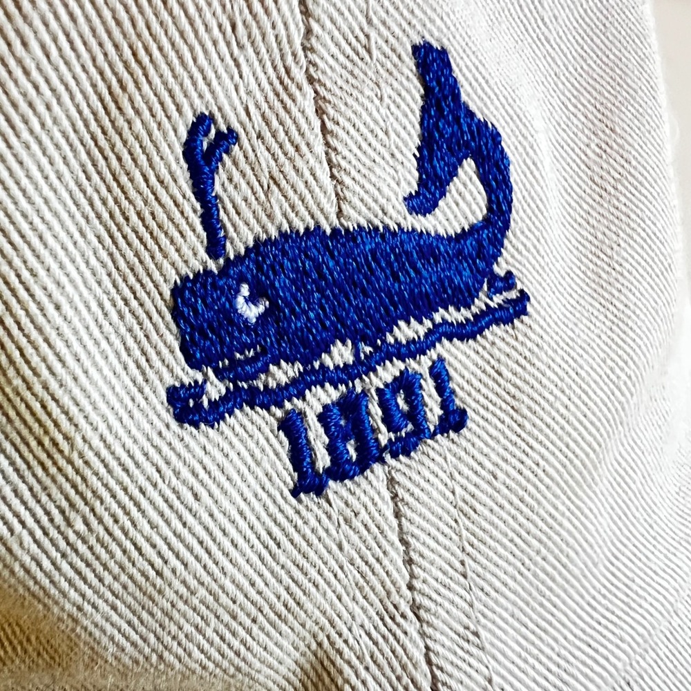 Maidstone Imperial Headwear Khaki Tan Blue Whale 1891 Embroidered Cotton Dad Hat